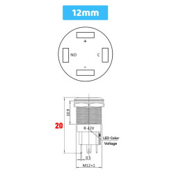 Tryckknapp med LED vattentät [21-014]